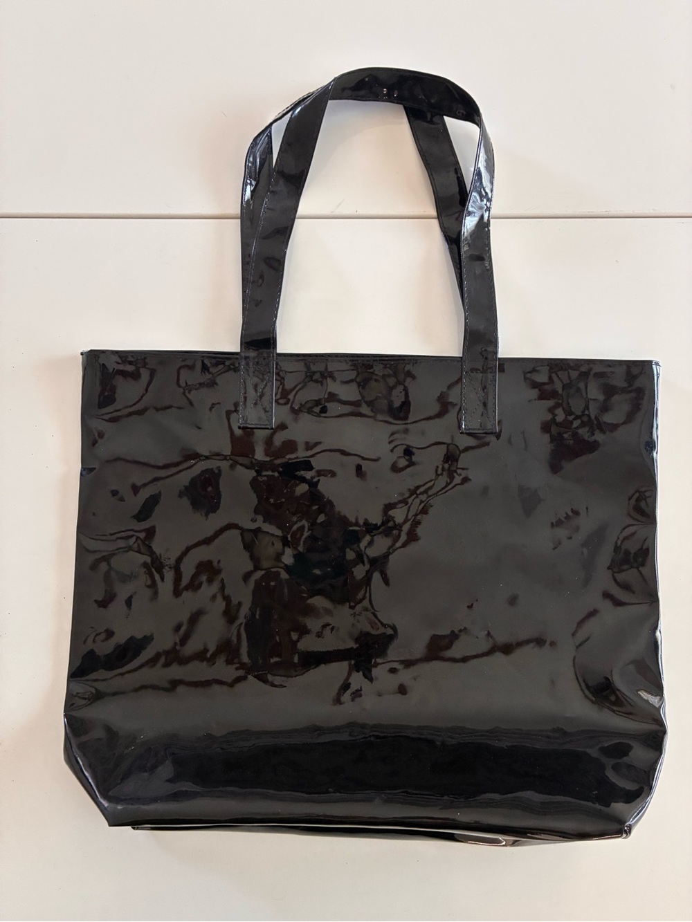 Macy's Black Patent Tote Bag